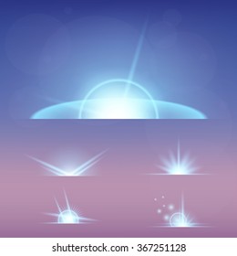 Creative concept Vector set of glow light effect stars bursts with sparkles isolated on black background. For illustration template art design, banner for Christmas celebrate, magic flash energy ray.