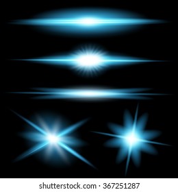 Creative concept Vector set of glow light effect stars bursts with sparkles isolated on black background. For illustration template art design, banner for Christmas celebrate, magic flash energy ray.