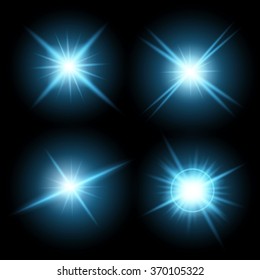 Creative concept Vector set of glow light effect stars bursts with sparkles isolated on black background. For illustration template art design, banner for Christmas celebrate, magic flash energy ray.
