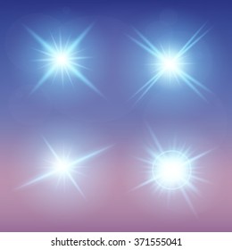 Creative concept Vector set of glow light effect stars bursts with sparkles isolated on black background. For illustration template art design, banner for Christmas celebrate, magic flash energy ray.