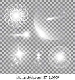 Creative concept Vector set of glow light effect stars bursts with sparkles isolated on black background. For illustration template art design, banner for Christmas celebrate, magic flash energy ray.