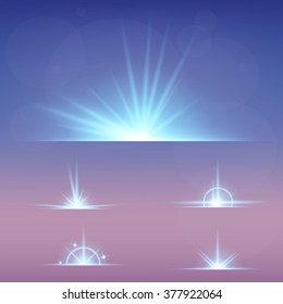Creative concept Vector set of glow light effect stars bursts with sparkles isolated on black background. For illustration template art design, banner for Christmas celebrate, magic flash energy ray.
