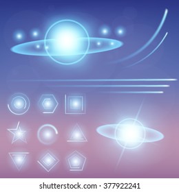Creative concept Vector set of glow light effect stars bursts with sparkles isolated on black background. For illustration template art design, banner for Christmas celebrate, magic flash energy ray.