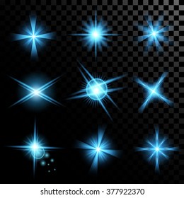 Creative concept Vector set of glow light effect stars bursts with sparkles isolated on black background. For illustration template art design, banner for Christmas celebrate, magic flash energy ray.