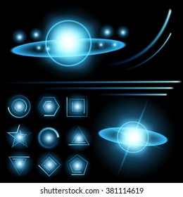 Creative concept Vector set of glow light effect stars bursts with sparkles isolated on black background. For illustration template art design, banner for Christmas celebrate, magic flash energy ray.