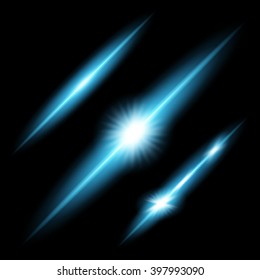 Creative concept Vector set of glow light effect stars bursts with sparkles isolated on black background. For illustration template art design, banner for Christmas celebrate, magic flash energy ray.