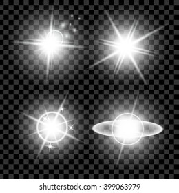 Creative concept Vector set of glow light effect stars bursts with sparkles isolated on black background. For illustration template art design, banner for Christmas celebrate, magic flash energy ray.