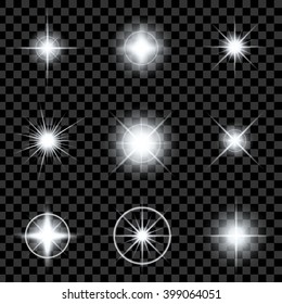 Creative concept Vector set of glow light effect stars bursts with sparkles isolated on black background. For illustration template art design, banner for Christmas celebrate, magic flash energy ray.