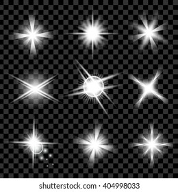 Creative concept Vector set of glow light effect stars bursts with sparkles isolated on black background. For illustration template art design, banner for Christmas celebrate, magic flash energy ray.