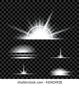 Creative concept Vector set of glow light effect stars bursts with sparkles isolated on black background. For illustration template art design, banner for Christmas celebrate, magic flash energy ray.
