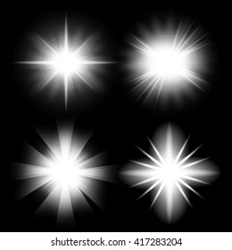 Creative concept Vector set of glow light effect stars bursts with sparkles isolated on black background. For illustration template art design, banner for Christmas celebrate, magic flash energy ray.