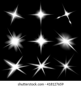 Creative concept Vector set of glow light effect stars bursts with sparkles isolated on black background. For illustration template art design, banner for Christmas celebrate, magic flash energy ray.