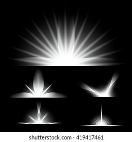 Creative concept Vector set of glow light effect stars bursts with sparkles isolated on black background. For illustration template art design, banner for Christmas celebrate, magic flash energy ray.