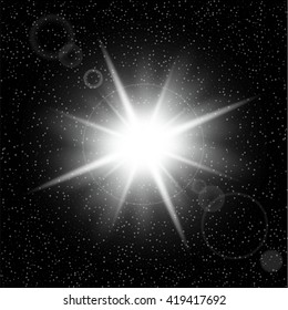 Creative concept Vector set of glow light effect stars bursts with sparkles isolated on black background. For illustration template art design, banner for Christmas celebrate, magic flash energy ray.