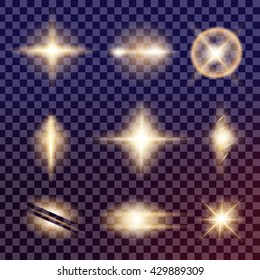 Creative concept Vector set of glow light effect stars bursts with sparkles isolated on black background. For illustration template art design, banner for Christmas celebrate, magic flash energy ray.