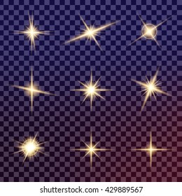 Creative concept Vector set of glow light effect stars bursts with sparkles isolated on black background. For illustration template art design, banner for Christmas celebrate, magic flash energy ray.