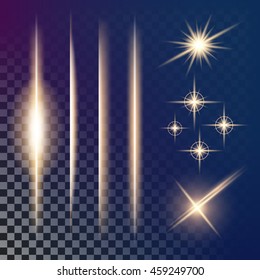 Creative concept Vector set of glow light effect stars bursts with sparkles isolated on black background. For illustration template art design, banner for Christmas celebrate, magic flash energy ray.