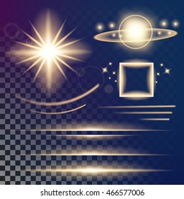 Creative concept Vector set of glow light effect stars bursts with sparkles isolated on black background. For illustration template art design, banner for Christmas celebrate, magic flash energy ray.