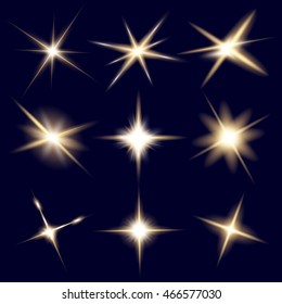 Creative concept Vector set of glow light effect stars bursts with sparkles isolated on black background. For illustration template art design, banner for Christmas celebrate, magic flash energy ray.