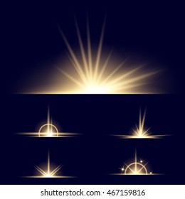 Creative concept Vector set of glow light effect stars bursts with sparkles isolated on black background. For illustration template art design, banner for Christmas celebrate, magic flash energy ray.