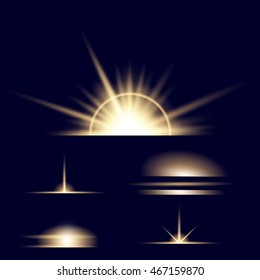 Creative concept Vector set of glow light effect stars bursts with sparkles isolated on black background. For illustration template art design, banner for Christmas celebrate, magic flash energy ray.