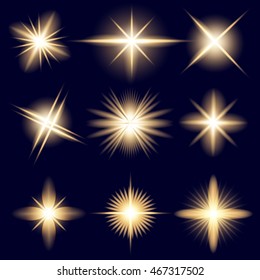 Creative concept Vector set of glow light effect stars bursts with sparkles isolated on black background. For illustration template art design, banner for Christmas celebrate, magic flash energy ray.