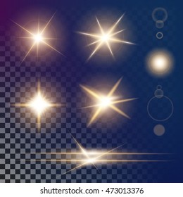 Creative concept Vector set of glow light effect stars bursts with sparkles isolated on black background. For illustration template art design, banner for Christmas celebrate, magic flash energy ray.
