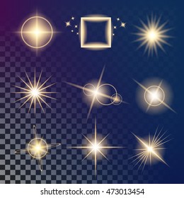 Creative concept Vector set of glow light effect stars bursts with sparkles isolated on black background. For illustration template art design, banner for Christmas celebrate, magic flash energy ray.