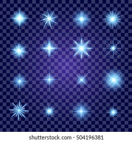 Creative concept Vector set of glow light effect stars bursts with sparkles isolated on black background. For illustration template art design, banner for Christmas celebrate, magic flash energy ray.