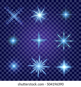 Creative concept Vector set of glow light effect stars bursts with sparkles isolated on black background. For illustration template art design, banner for Christmas celebrate, magic flash energy ray.