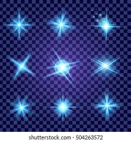 Creative concept Vector set of glow light effect stars bursts with sparkles isolated on black background. For illustration template art design, banner for Christmas celebrate, magic flash energy ray.