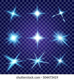 Creative concept Vector set of glow light effect stars bursts with sparkles isolated on black background. For illustration template art design, banner for Christmas celebrate, magic flash energy ray.