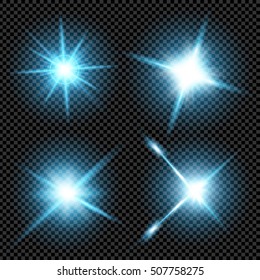 Creative concept Vector set of glow light effect stars bursts with sparkles isolated on black background. For illustration template art design, banner for Christmas celebrate, magic flash energy ray.