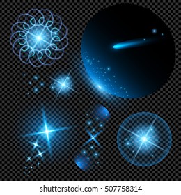 Creative concept Vector set of glow light effect stars bursts with sparkles isolated on black background. For illustration template art design, banner for Christmas celebrate, magic flash energy ray.