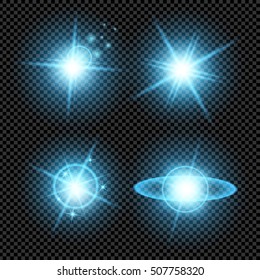 Creative concept Vector set of glow light effect stars bursts with sparkles isolated on black background. For illustration template art design, banner for Christmas celebrate, magic flash energy ray.