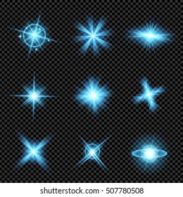 Creative concept Vector set of glow light effect stars bursts with sparkles isolated on black background. For illustration template art design, banner for Christmas celebrate, magic flash energy ray.