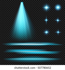 Creative concept Vector set of glow light effect stars bursts with sparkles isolated on black background. For illustration template art design, banner for Christmas celebrate, magic flash energy ray.