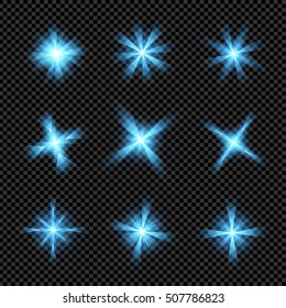Creative concept Vector set of glow light effect stars bursts with sparkles isolated on black background. For illustration template art design, banner for Christmas celebrate, magic flash energy ray.