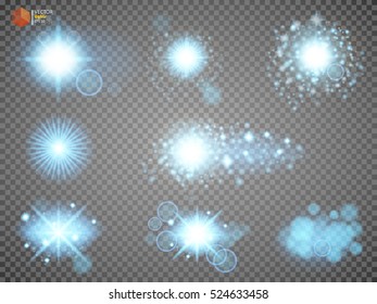 Creative concept Vector set of glow light effect stars bursts with sparkles isolated on black background. For illustration template art design, banner for Christmas celebrate, magic flash energy ray.