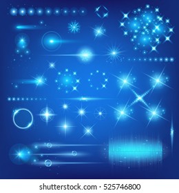 Creative concept Vector set of glow light effect stars bursts with sparkles isolated on black background. For illustration template art design, banner for Christmas celebrate, magic flash energy ray.