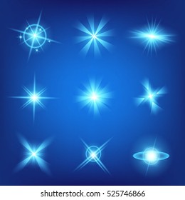 Creative concept Vector set of glow light effect stars bursts with sparkles isolated on black background. For illustration template art design, banner for Christmas celebrate, magic flash energy ray.