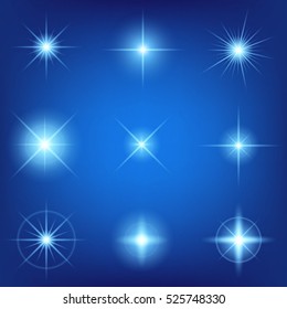 Creative concept Vector set of glow light effect stars bursts with sparkles isolated on black background. For illustration template art design, banner for Christmas celebrate, magic flash energy ray.