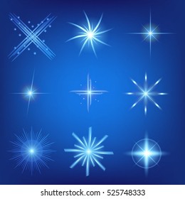 Creative concept Vector set of glow light effect stars bursts with sparkles isolated on black background. For illustration template art design, banner for Christmas celebrate, magic flash energy ray.
