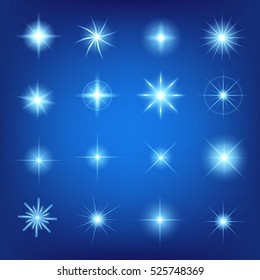 Creative concept Vector set of glow light effect stars bursts with sparkles isolated on black background. For illustration template art design, banner for Christmas celebrate, magic flash energy ray.