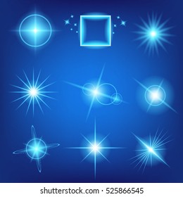 Creative concept Vector set of glow light effect stars bursts with sparkles isolated on black background. For illustration template art design, banner for Christmas celebrate, magic flash energy ray.