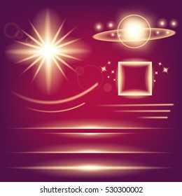 Creative concept Vector set of glow light effect stars bursts with sparkles isolated on black background. For illustration template art design, banner for Christmas celebrate, magic flash energy ray.