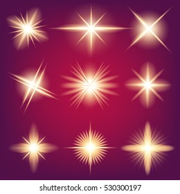 Creative concept Vector set of glow light effect stars bursts with sparkles isolated on black background. For illustration template art design, banner for Christmas celebrate, magic flash energy ray.