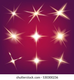 Creative concept Vector set of glow light effect stars bursts with sparkles isolated on black background. For illustration template art design, banner for Christmas celebrate, magic flash energy ray.