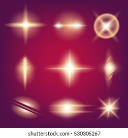 Creative concept Vector set of glow light effect stars bursts with sparkles isolated on black background. For illustration template art design, banner for Christmas celebrate, magic flash energy ray.