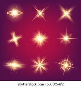 Creative concept Vector set of glow light effect stars bursts with sparkles isolated on black background. For illustration template art design, banner for Christmas celebrate, magic flash energy ray.
